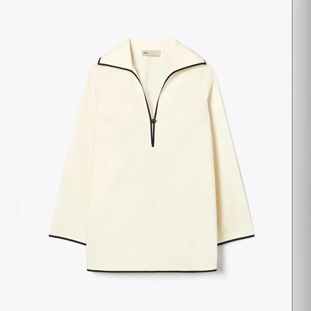NWT $428 Tory Burch Long-sleeve Cotton Tunic In French Cream - Picture 4 of 6